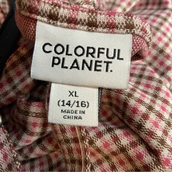 Colorful Planet, Kids XL 14/16, Pink and Brown‎ Plaid Dress NWT - Picture 9 of 10